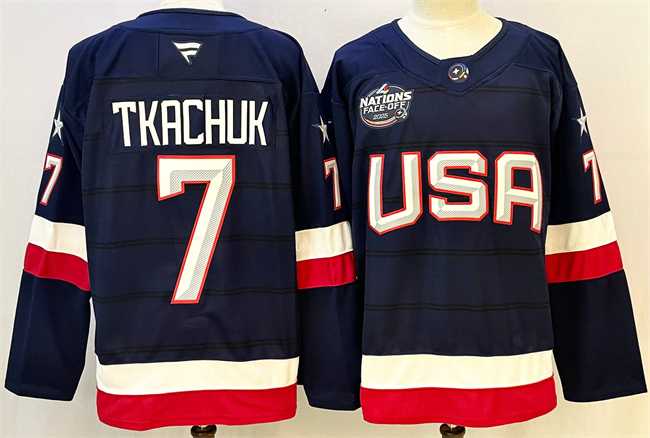 Mens USA #7 Keith Tkachuk Navy 2025 4 Nations Face-Off Stitched Jersey->2025 4 nations face-off->NHL Jersey